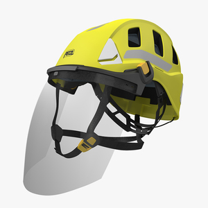 3D Petzl Strato Vent Hi-Viz Helmet with Fase Shield model