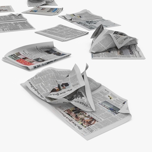 3D Assorted Crumpled Newspapers model