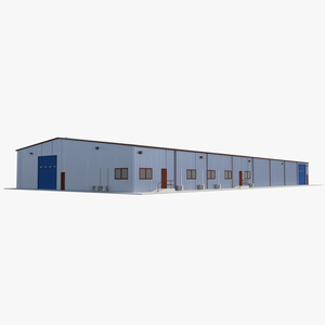 3D model Warehouse Building 3 Blue