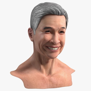 Chinese Elderly Man Head Smiling 3D