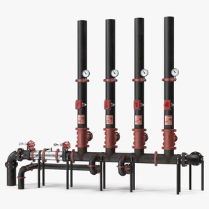 3D Industrial Multiple Vertical Pipes System