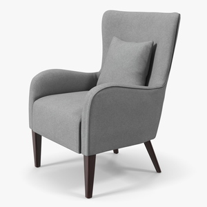 3D Curved Arm Accent Chair Gray model