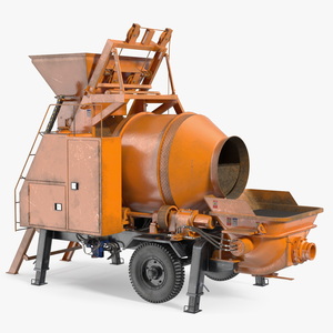 3D Concrete Mixer Pump JBT40 Dirty Rigged model