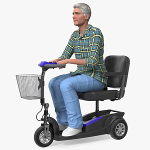 3D model Elderly Man on Electric Wheelchair Rigged for Maya