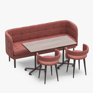 Contemporary Dining Set with Sofa and Chairs 3D model