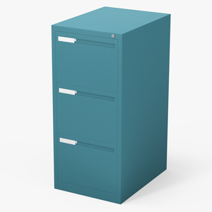 3D Filing Cabinet 3 Drawer Blue model