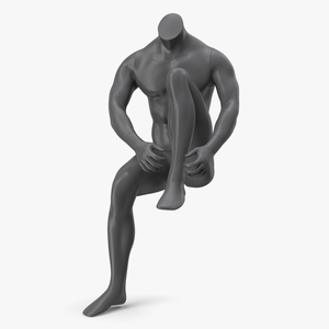 3D model Sitting Sports Mannequin Male Black