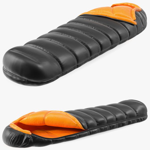 3D model Sleeping Bag Black Orange