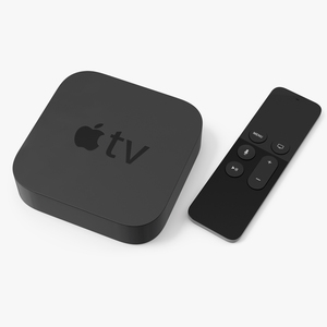 3D Apple TV with Remote Control model