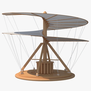 Leonardo Da Vinci Helicopter Wooden Concept Rigged for Cinema 4D 3D model