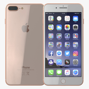 3D iPhone 8 Plus Gold model