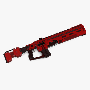 Futuristic Military Assault Rifle Red 3D