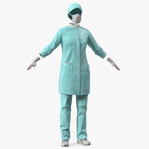 3D Female Medical Uniform Blood Stained