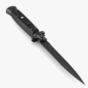 Stiletto Knife Black Handle 3D