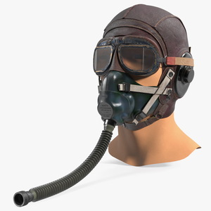 3D model Retro Pilot Cap with Oxygen Mask on Mannequin