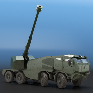 3D Morana Green Dirty Military Howitzer Rigged model