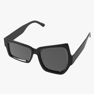 Asymmetrical Sunglasses Black for 3D Print 3D