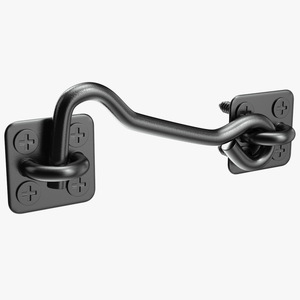 3D model Door Hook and Eye Latch with Mounting Screws Black