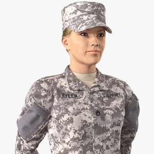 3D model Female Soldier Military ACU Standing Pose Fur