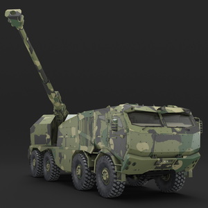 3D model Armored Self Propelled Artillery Unit 155mm Rigged