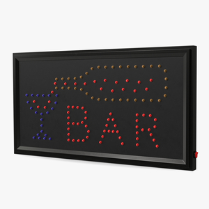 3D Bar Neon LED Light OFF Business Sign