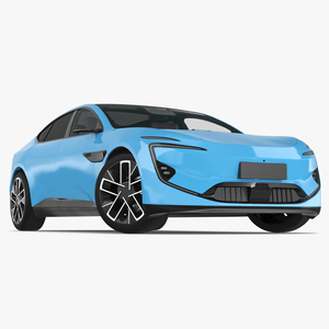 3D model Generic Luxury Electric Sedan Blue Color