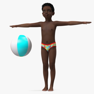 3D Black Child Boy Beach Style Rigged for Cinema 4D model