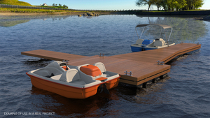 3D model Pontoon Wharf with Pedal Boats