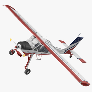 Airplane Wilga PZL 104 Flag Color Simple Interior 3D model