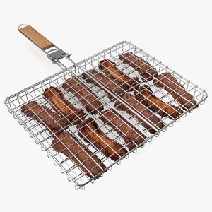 BBQ Handle Grill with Roasted Pork Ribs 3D model