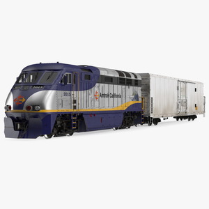 Diesel Electric Locomotive with Railroad Refrigerator Car 3D