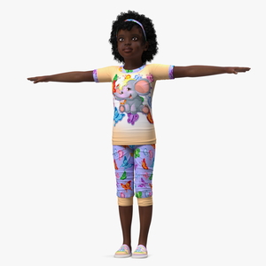 Black Child Girl Home Style Rigged 3D model