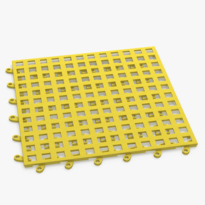 Plastic Floor Mat Tile Yellow 3D model