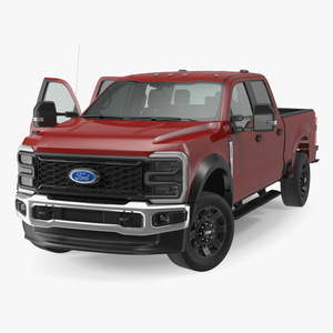 3D Ford Super Duty F550 Pickup Red Rigged model