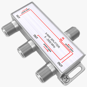 3D model Digital Signal 3 Way Coax Cable Splitter