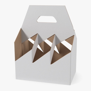 Six Pack Bottle White Cardboard Carrier Box Empty 3D model