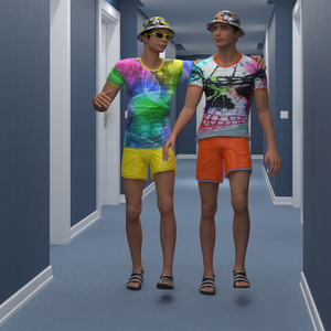 3D model Tourists in Hotel Hallway