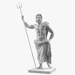 Poseidon Greek God Statue Marble 3D