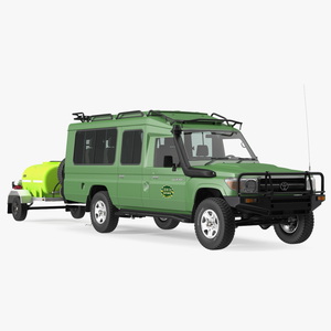 Toyota SUV with Fire Fighting Trailer 3D