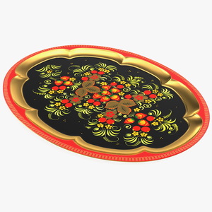 Vintage Khokhloma Tray 3D