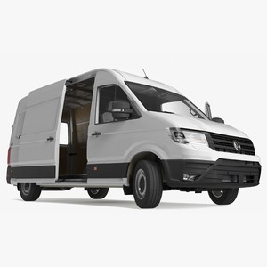 3D Volkswagen Crafter Van 2024 White Color Rigged