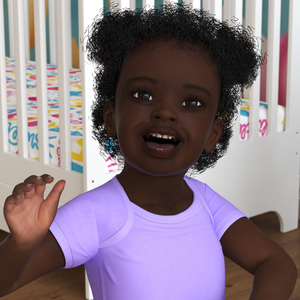 One Year Old Black Girl in Bodysuit Rigged 3D