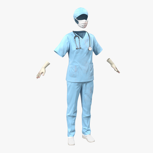 Female Surgeon Dress 10 with Blood 3D model