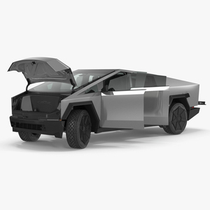 Tesla Cybertruck 2024 Silver Rigged for Cinema 4D 3D model