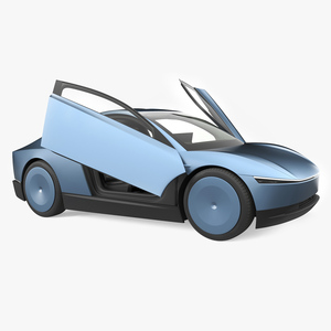 3D Electric Coupe Vehicle Blue Rigged for Maya model