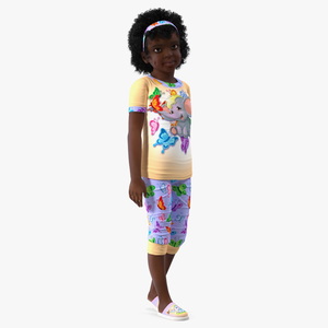 3D Girl Child Black Home Style Rigged for Cinema 4D model