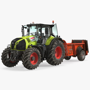 3D Tractor Claas Axion 800 with Sodimac Rafal 3300 Spreader Rigged model