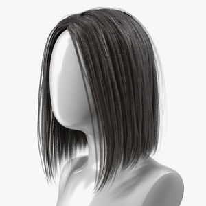 3D Medium Length Straight Hair Wig Dark