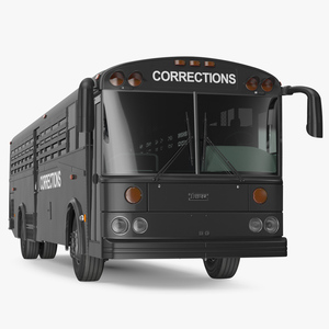 Prison Transport Bus Thomas Saf T Liner Black Rigged 3D