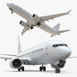 3D White Boeing 737 MAX 8 Rigged for Cinema 4D model